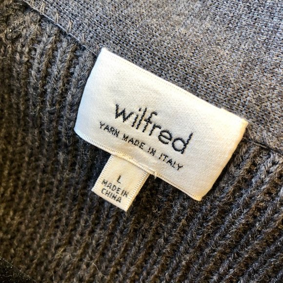 Aritzia Wilfred Gray Wool Knit Cardigan Sweater Side Vents Designer Coat - Picture 9 of 13